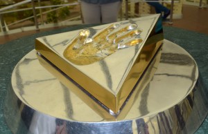 President Nursultan Nazarbayev handprint in Bayterek tower